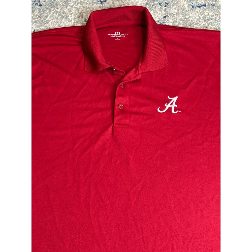 Alabama Polo Shirt Mens XL White Logo Crimson Tide Vansport  Performance NCAA
